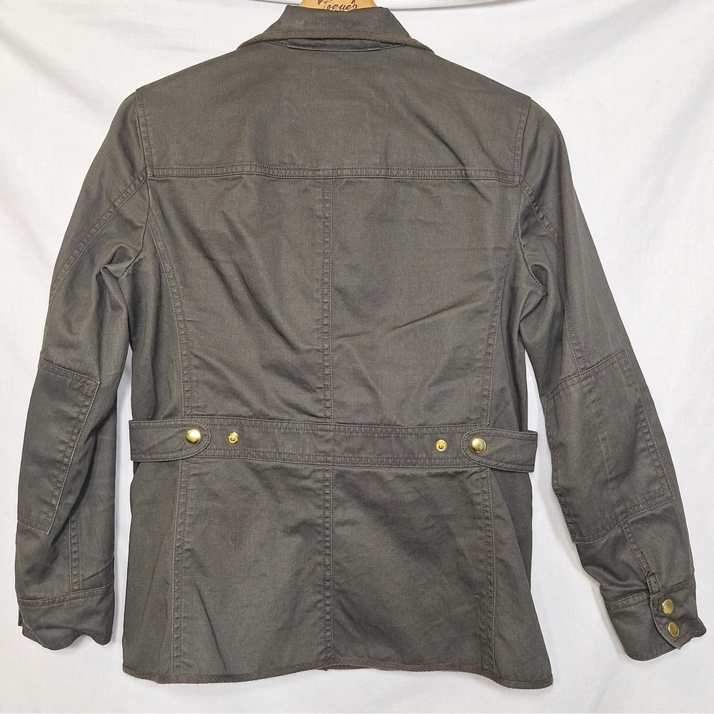 J.Crew Women XS Relaxed Boyfriend Field Jacket Green Army Waist Cinch Style NWOT - Picture 2 of 11